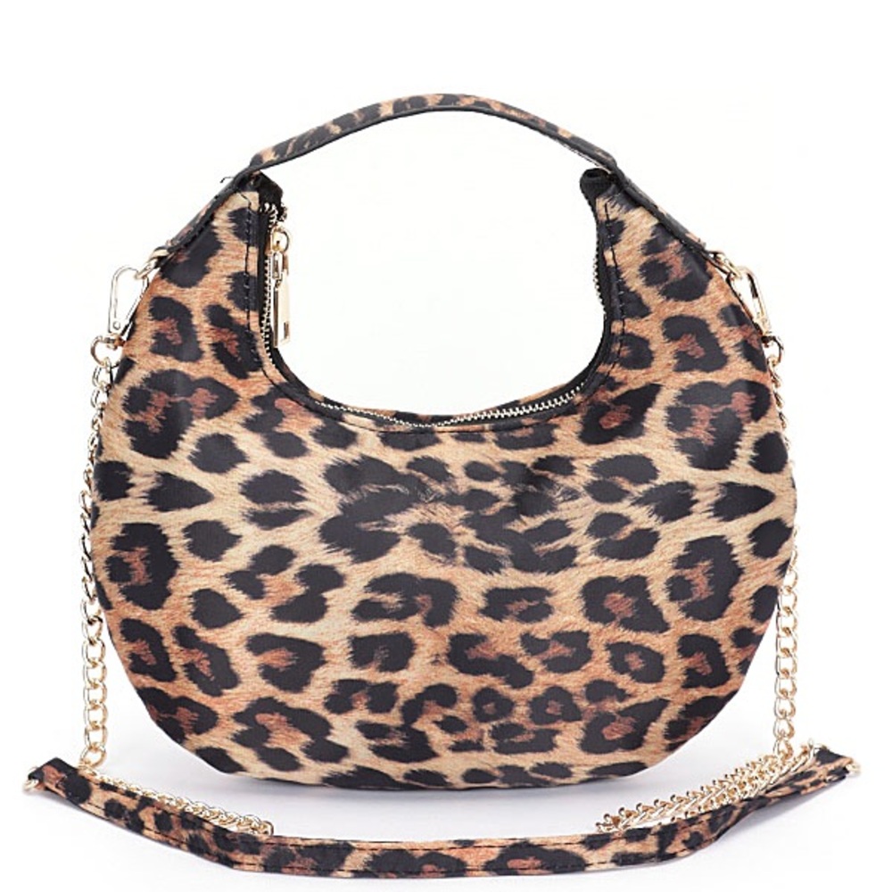 Leopard Animal Print Top Handle Circle Bag